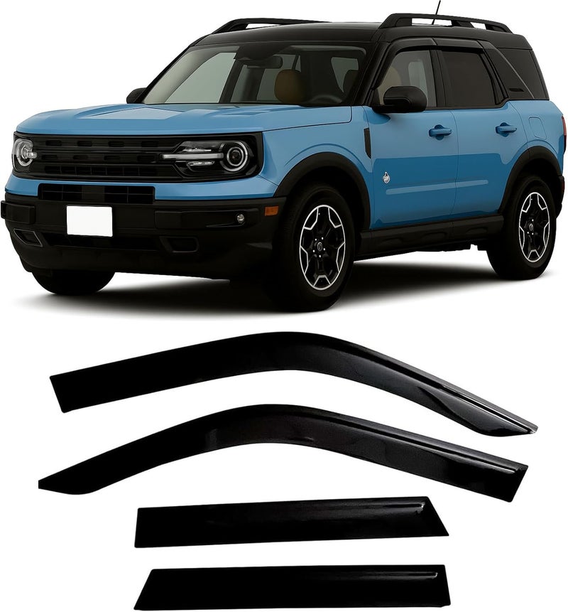 Optimal Co 2021-2026 Tape-On Rain Guards for Ford Bronco Side Window Visor Deflectors Sport Big Bend Outer Banks Badlands 2022 2023 2024 2025 - Image 1